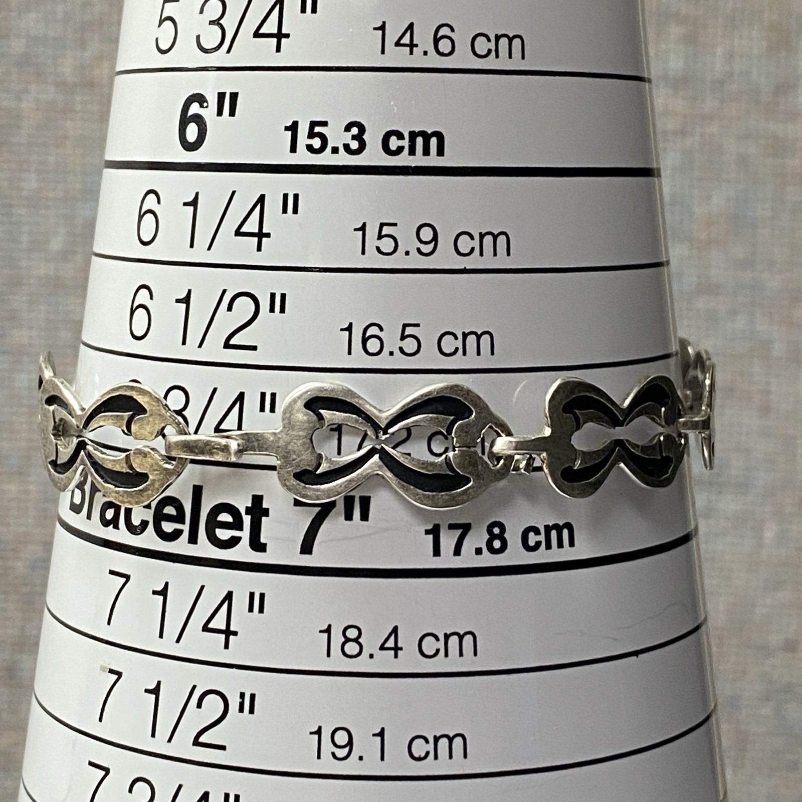 Vintage Taxco Sterling Silver 925 Artsy Link Bracelet Mexico 7" Signed
